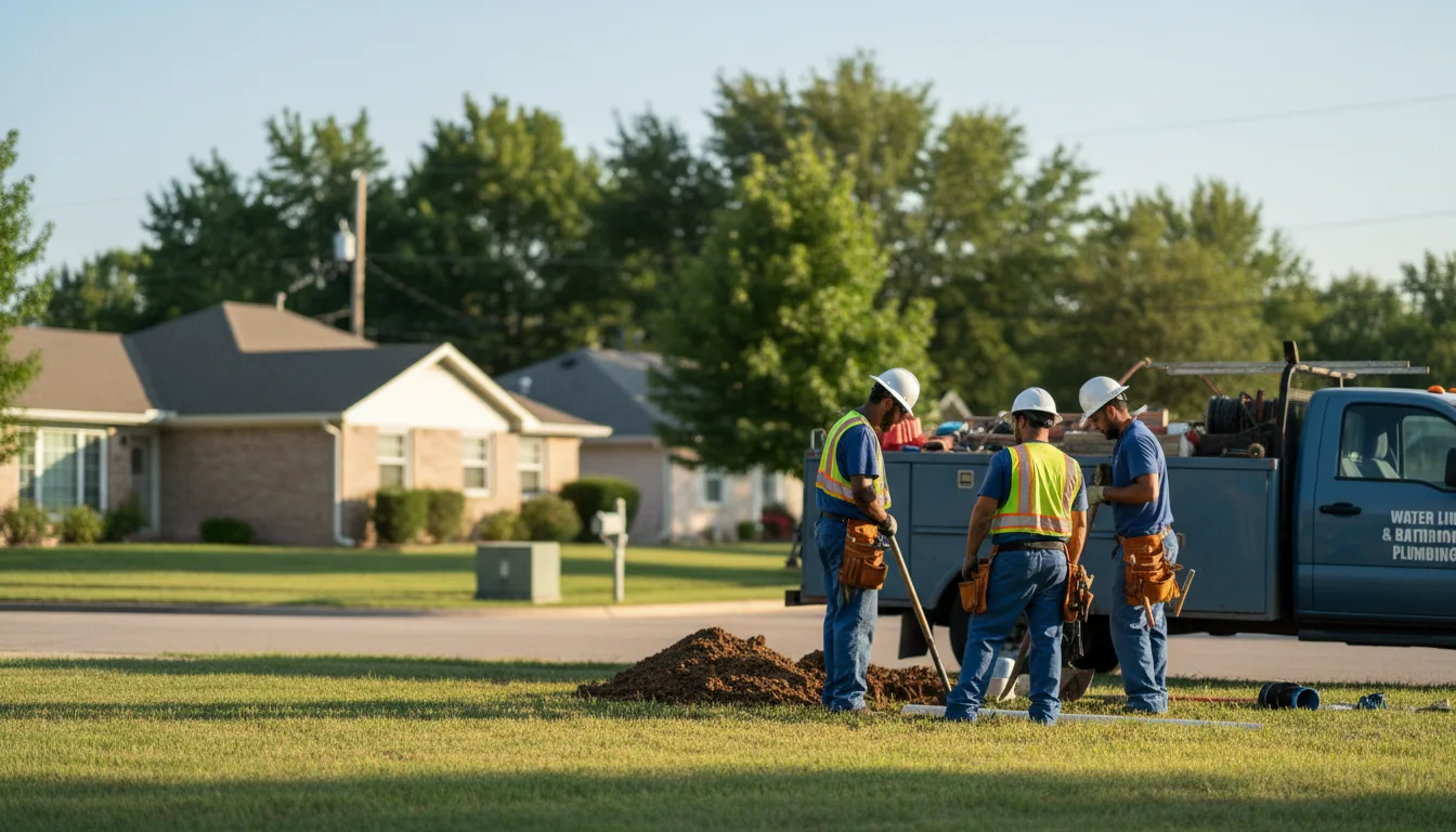 Residential water line and bathroom plumbing service in Battiest, OK